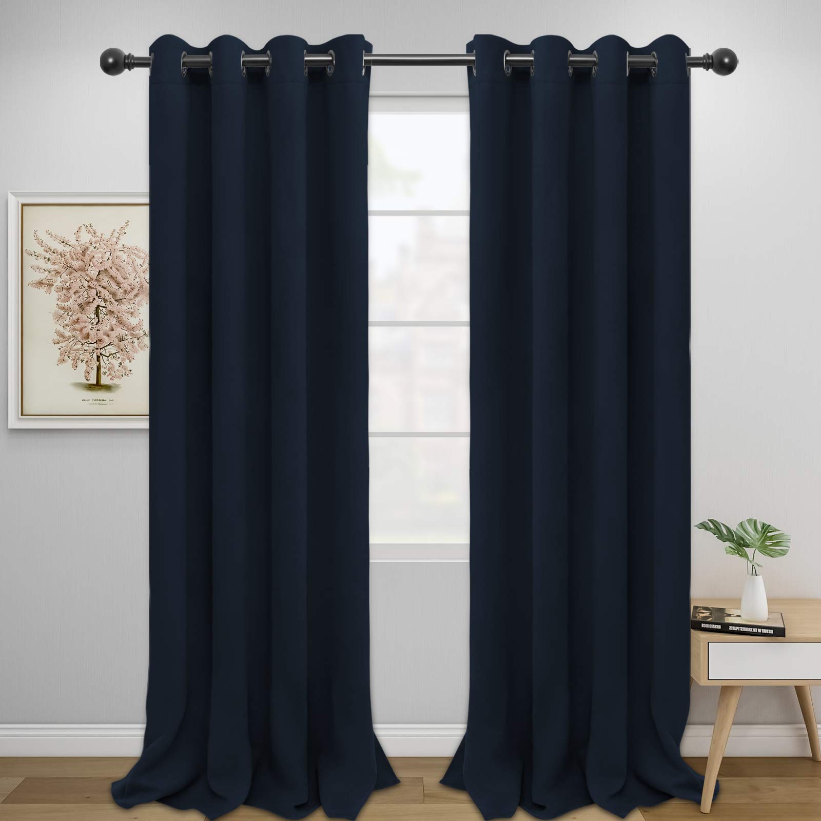 Easy-Going Blackout Curtains for Bedroom, Solid Thermal Insulated Grommet and Noise Reduction Window Drapes, Room Darkening Curtains for Living Room, 2 Panels(52x96 in,Navy) โ image 1