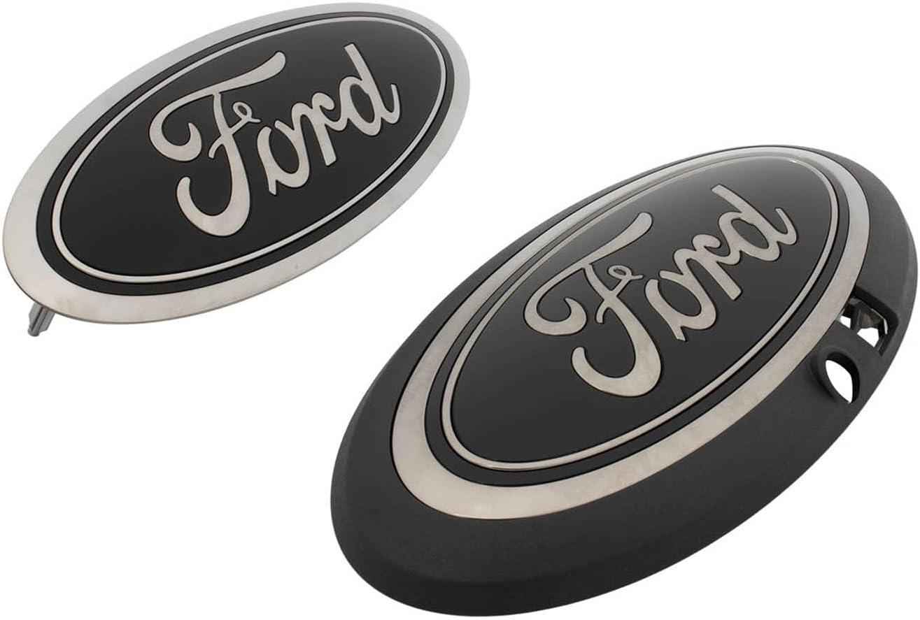 Ford OEM M-1447-F15BC Black Front Grille & Rear Tailgate Emblems for 2018-2020 F-150 with Front Grille Camera