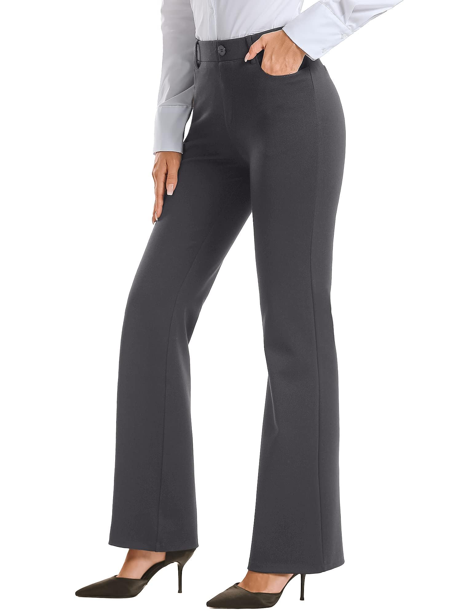 Stelle Women 28"/30"/ 32" Bootcut Dress Pants Business Casual Work Pants with Pockets Pull On Regular Slacks for Office