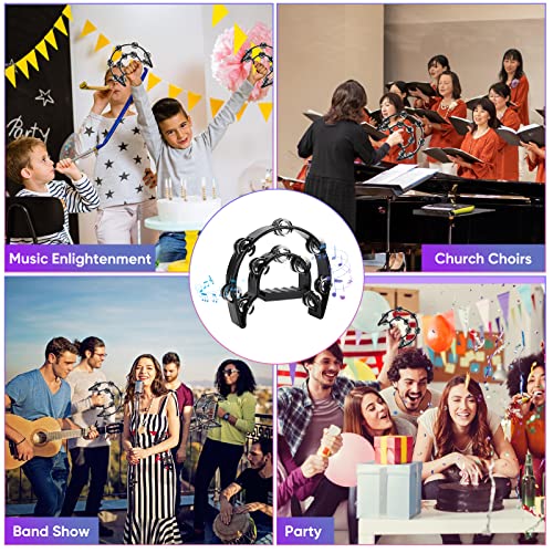 Tambourine Double Row Metal Jingles Bell Hand Held Percussion Half Moon Tambourines Musical Instrument For Adults Kids Party, Ktv, Events, Church (Black) #TOP5