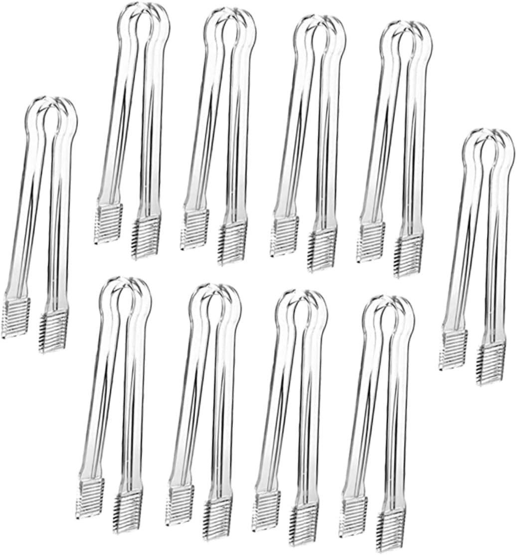 Zerodeko 10pcs Acrylic Ice Cube Tongs Multi-functional Food Clips for Ice Sugar Cubes and Snacks for Parties Bars and Everyday Use
