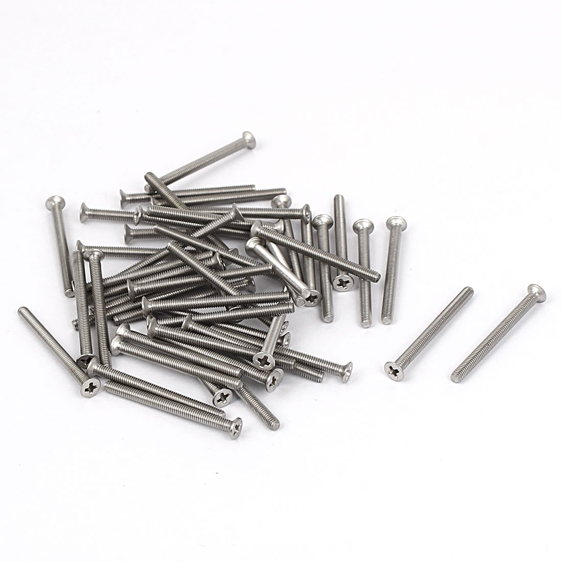 Uxcell Silver Sourcingmap M2.5-0.45 X 30Mm Fine Thread Phillips Flat Countersunk Head Machine Screws Tone 50Pcs