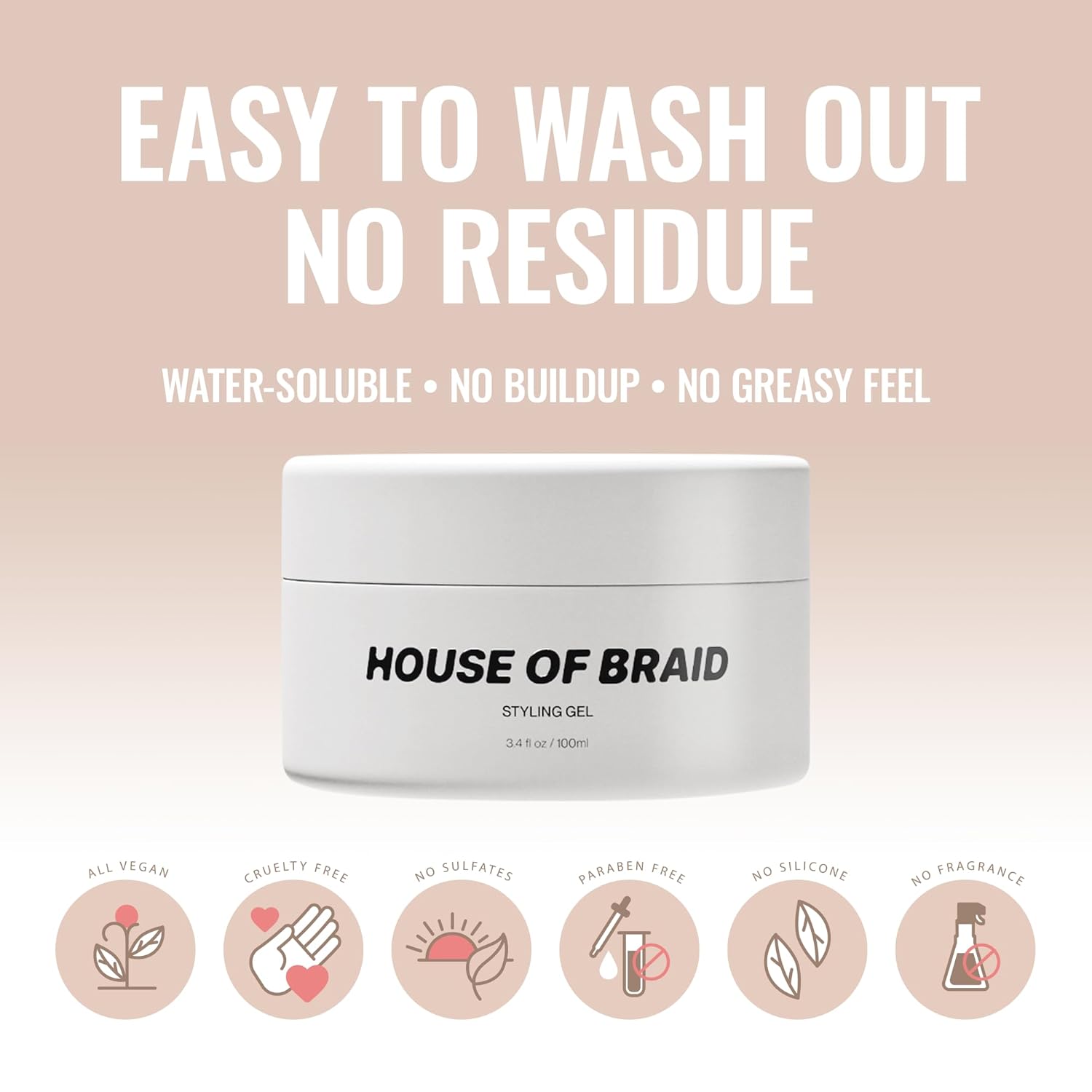 Hair Styling Gel - Extra Hold for Curly, Wavy, Slick Back, Edge Control, Braid Gel - Non Toxic, Frizz and Flake Free Hair Jam with All Natural Ingredients (3.4 Oz)