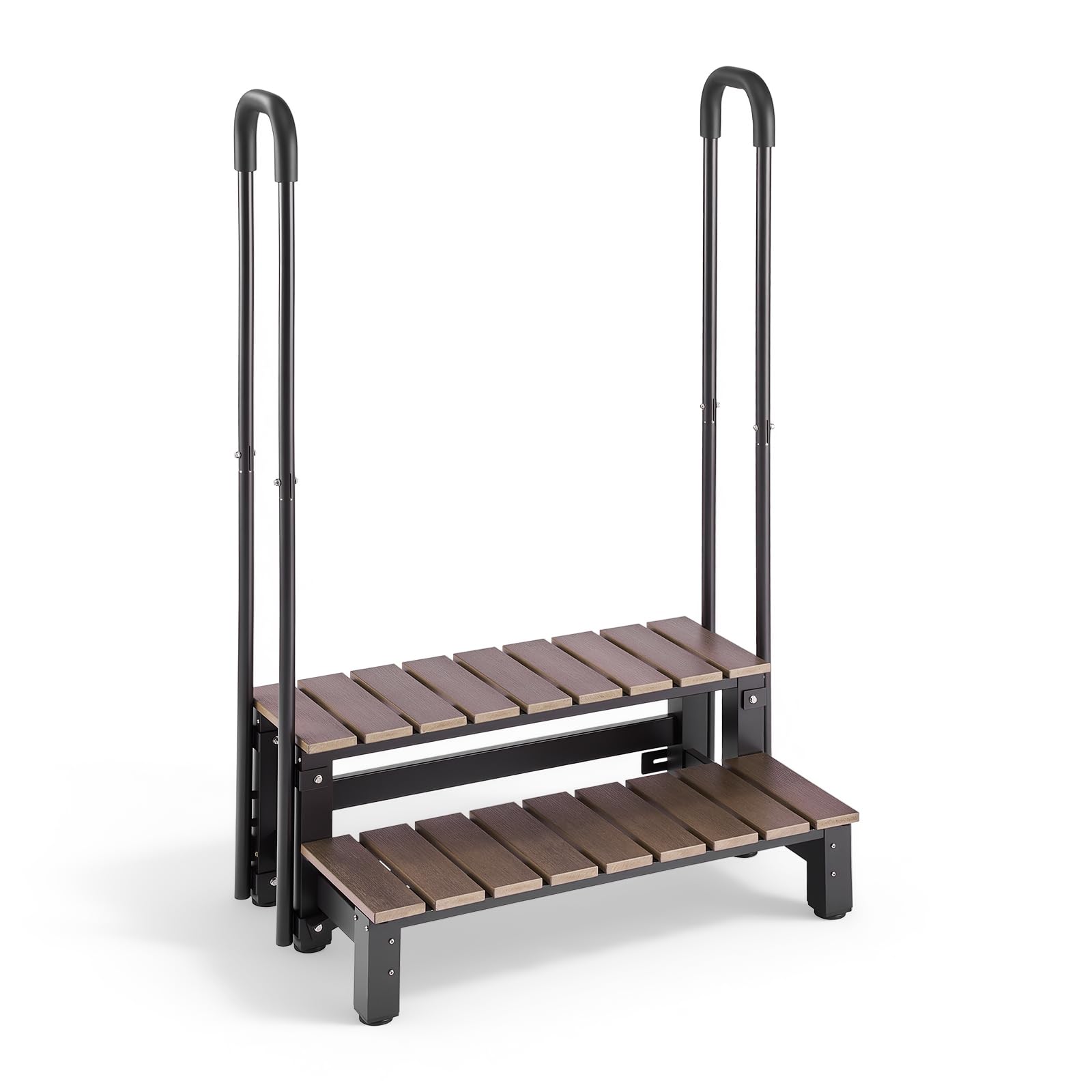 VEVOR Scaletta per Vasca Idromassaggio 2 Gradini da Esterno Carico 250kg | Struttura in Acciaio e HIPS, Corrimano, Piscina Fuori Terra Gonfiabile Camper, Gradino Larghezza 820mm, Scaletta Antiscivolo