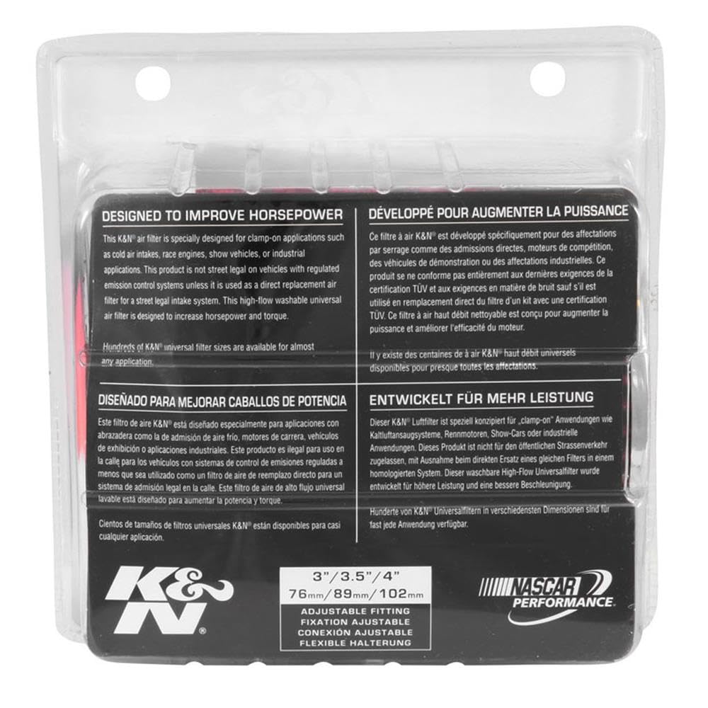 K & N rg-1001rd-l KFZ und Motorrad Universal Chrom Filter