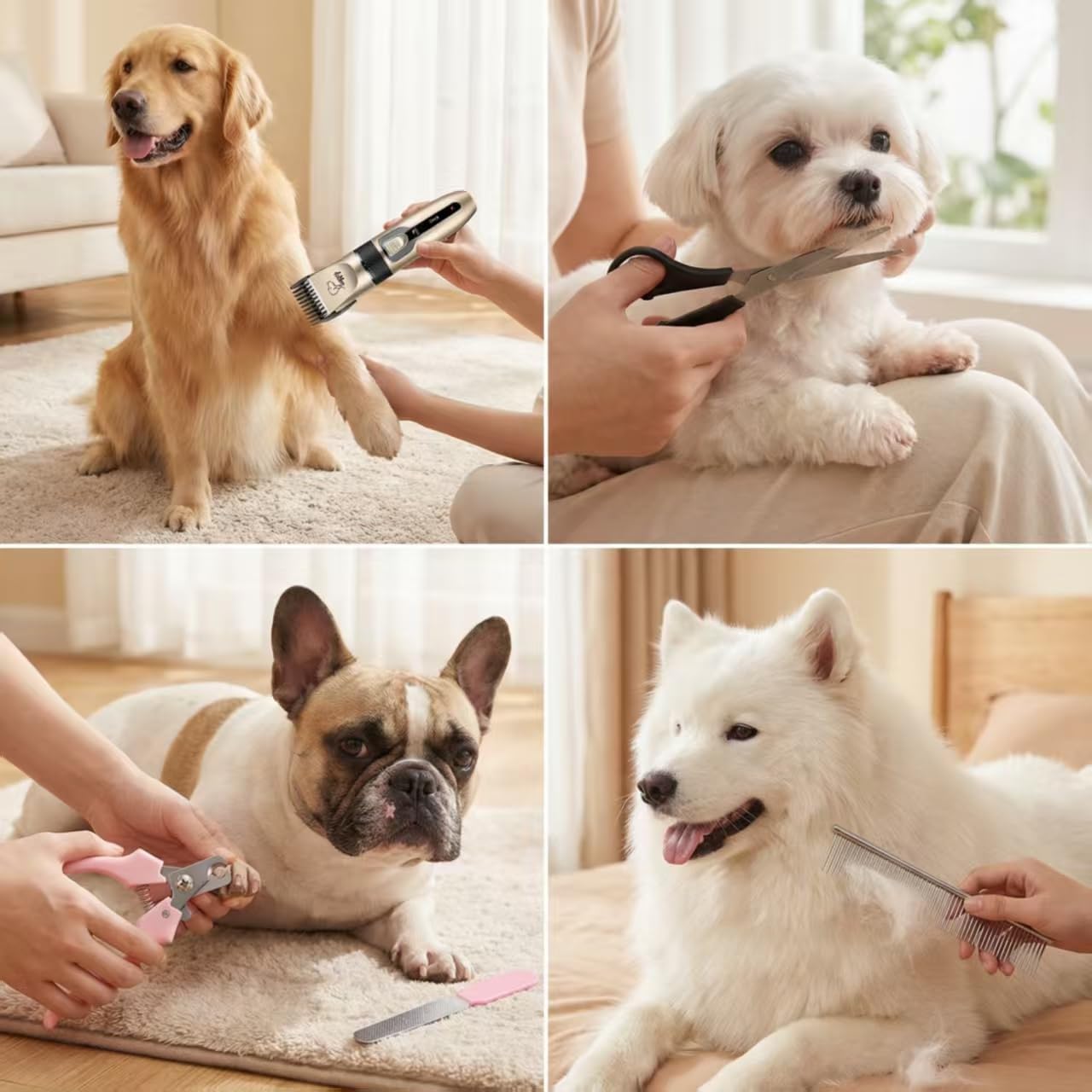 12 PCS Dog，Cat Clipper, Low Noise, Rechargeable Pet Grooming Kit，Pet Shaver Set for Dogs，Cats，Pets