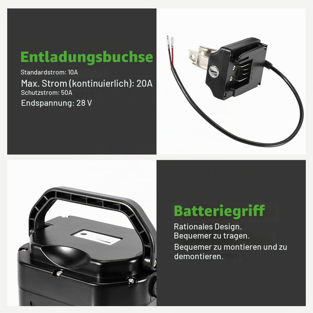 E-Bike Batterie 36V10,4Ah Li-ion Akku mit Ladegerät für Ansmann Senglar,Heinzmann,PortaHK