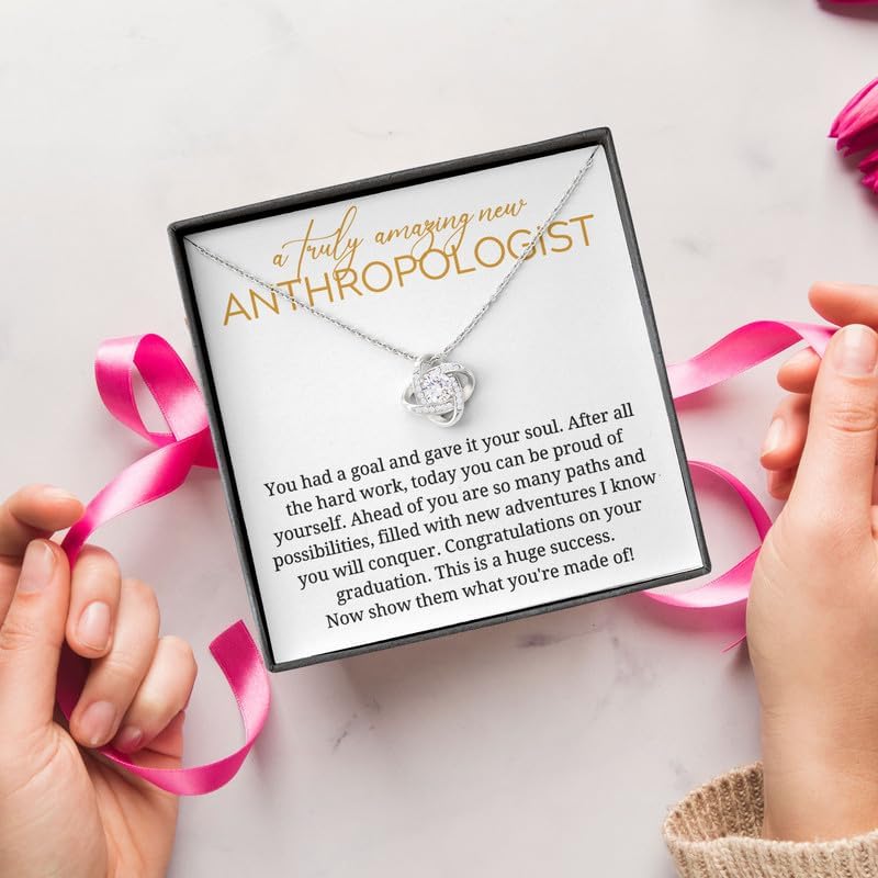 Anthropologist Graduation Necklace Silver Plated Love Knot Standard - You Had A Goal And Gave - Appreciate Graduate School Congrats Student