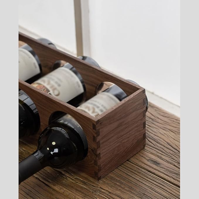 Estante para Vino de Madera de Nogal, Organizador de Botellas miniatura 4