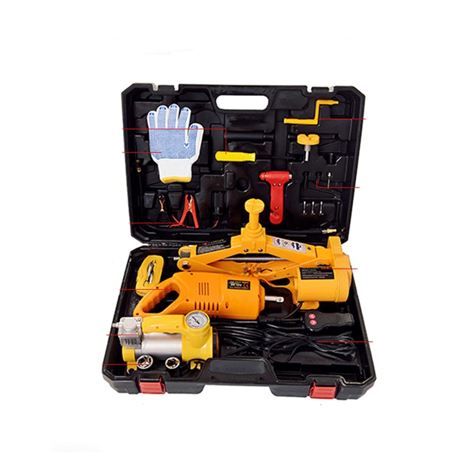 QUSYZD Trailer Jack, Car Electric Jack Off-Road with Air Pump 12V Wrench Horizontal,BC