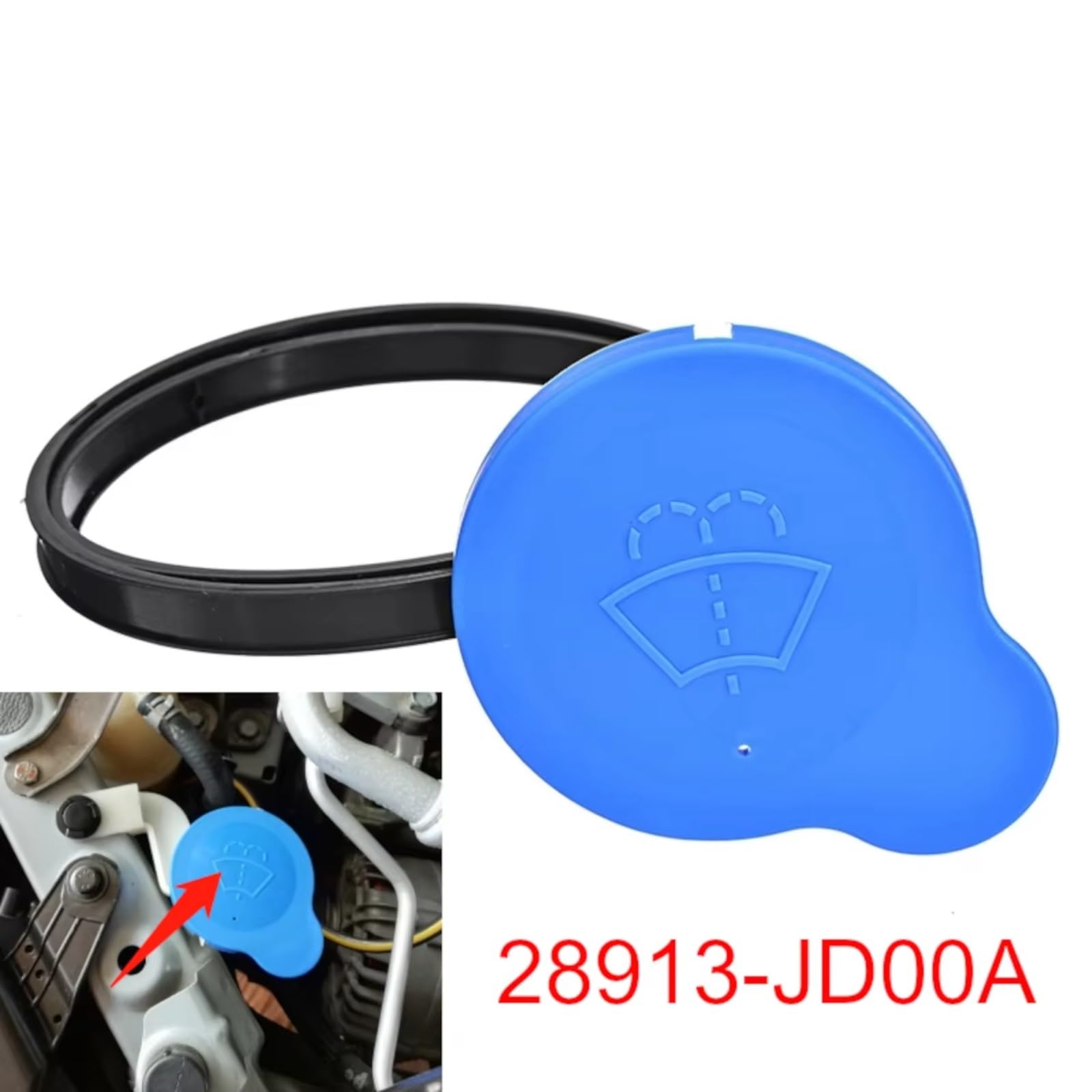 do Nissana do Qashqai dla Dualis J10 2006-2014 dla Almera N16 2000-2006 Osłona zbiornika płynu do spryskiwaczy przedniej szyby samochodu 28913JD00A (czapka z linką)