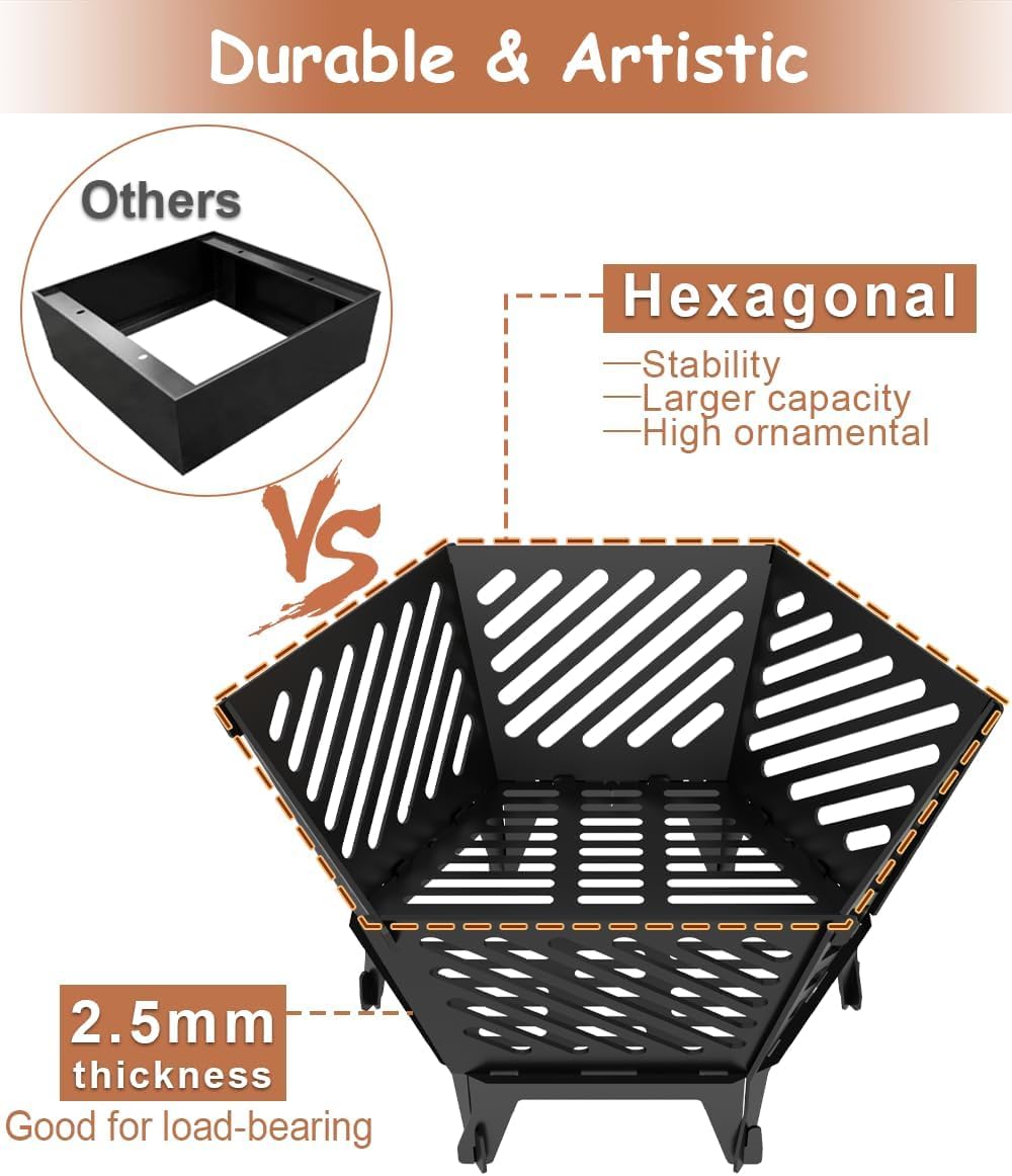 Artigarden Brasero portátil de 57 cm de grosor para camping, con bolsa de viaje, para patio, jardín, barbacoa, hoguera
