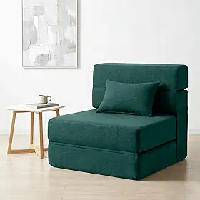 SUYOLS Sofá-cama dobrável com travesseiro - Cadeira conversível sofá de chão e colchão de dormir, cama dobrável de espuma viscoelástica para sala de estar/dormitório/quarto de hóspedes/escritório em