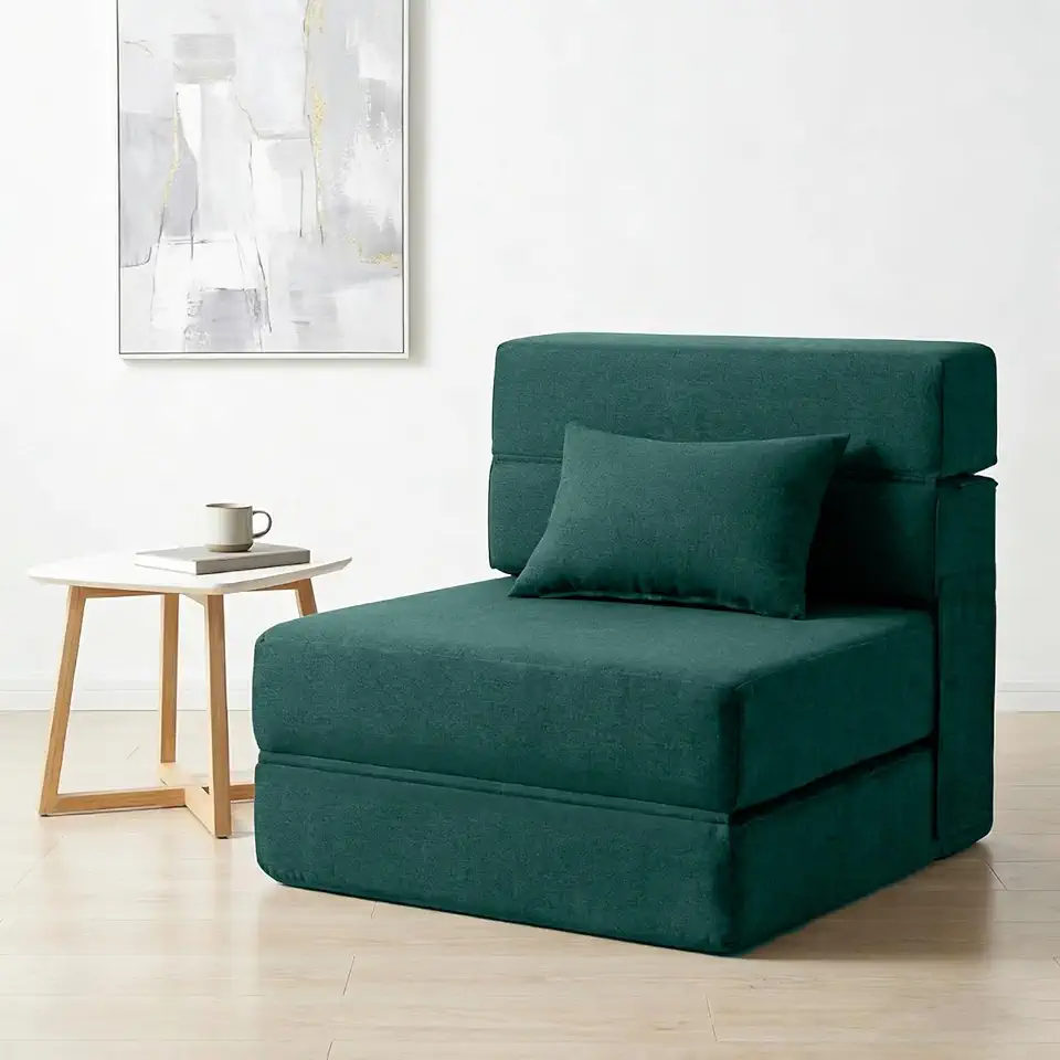 SUYOLS Sofá-cama dobrável com travesseiro - Cadeira conversível sofá de chão e colchão de dormir, cama dobrável de espuma viscoelástica para sala de estar/dormitório/quarto de hóspedes/escritório em