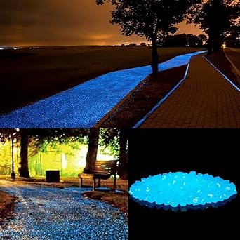 200PCS Glow Stones Pebbles, Gardening Luminous Glow Stones Rocks Outdoor Decor Glowing Water Fish Tank Gravel Blue