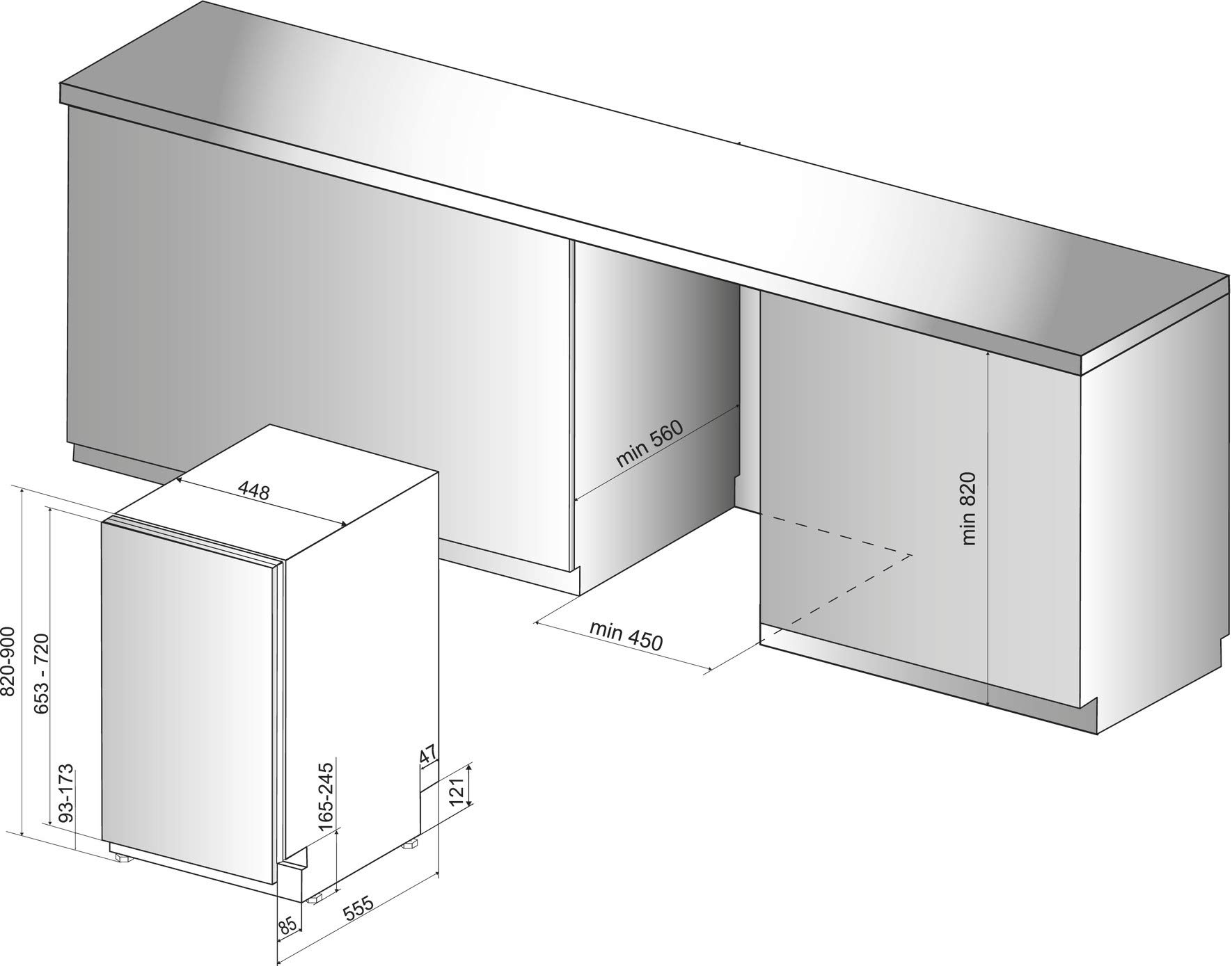 Privileg RSIO 3T224 E Vollintegrierbarer Geschirrspüler 45 cm / Push&Go / eXtra Programm / Startzeitvorwahl / Halbe Beladung / Automatik-Programm / Vollwasserschutz