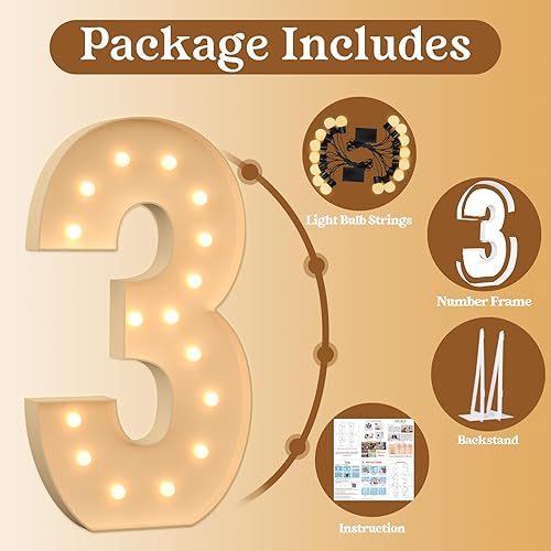 Miniatura 4 de Números de marquesina, globo de números iluminados grandes de 5 pies, números gigantes iluminados, números de mosaico para marco de globos para