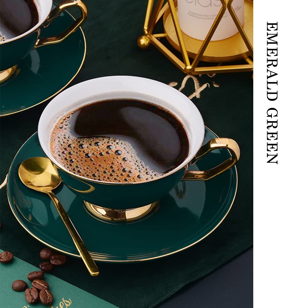 Set da tè in Porcellana con Tazze e piattini con teiera per 6, Set da tè/caffè in Ceramica, Set da tè per Adulti, Adatto per Feste del tè(Stile 2