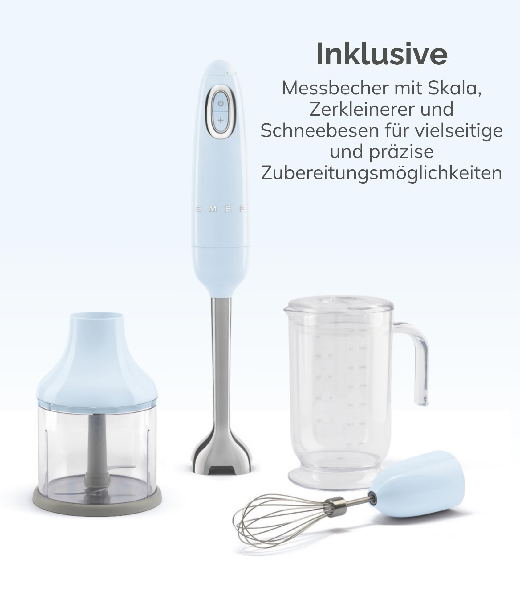 Smeg, Stabmixer HBF03CREU, Turbo-Funktion und Flowblend-Schneidesystem, mit Rutschfestem Griff, Integrierter Kabelaufwicklung, Inklusive Zubehör, 700W Leistung, Creme