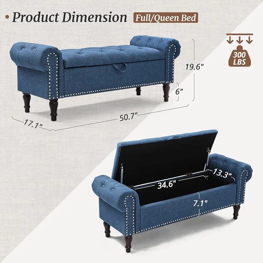 Image of Elegant Couch Luxury Living Room Furniture Upholstery Comfortable Seating Classic Design Neutral Color Palette Home Decor Elegance Inviting Lounge Furniture (Blue)