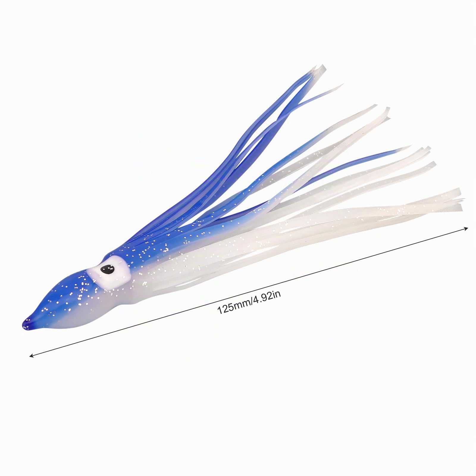 30pcs Leurres de pêche au calmar Lumineux, Jupes de Poulpe Lumineuses, Jupes de calmar, leurres de pêche à la traîne, appâts d'eau salée à la traîne, leurre de pêche Souple