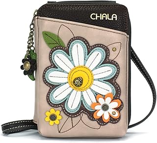 Chala Wallet Crossbody Cell Phone Purse-Women Faux Leather Multicolor Handbag with Adjustable Strap - Daisy - Ivory