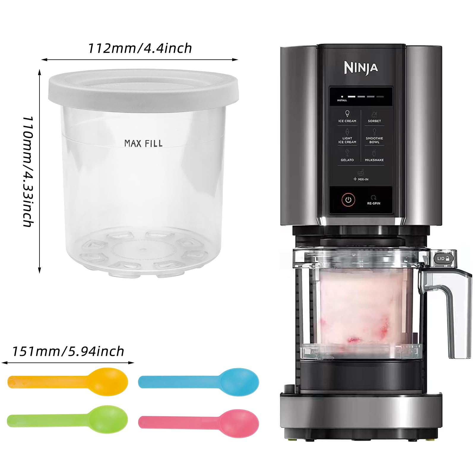 Set 4 Contenitori Per Gelato Ninja Creami Deluxe - 24oz Ciascuno, Con