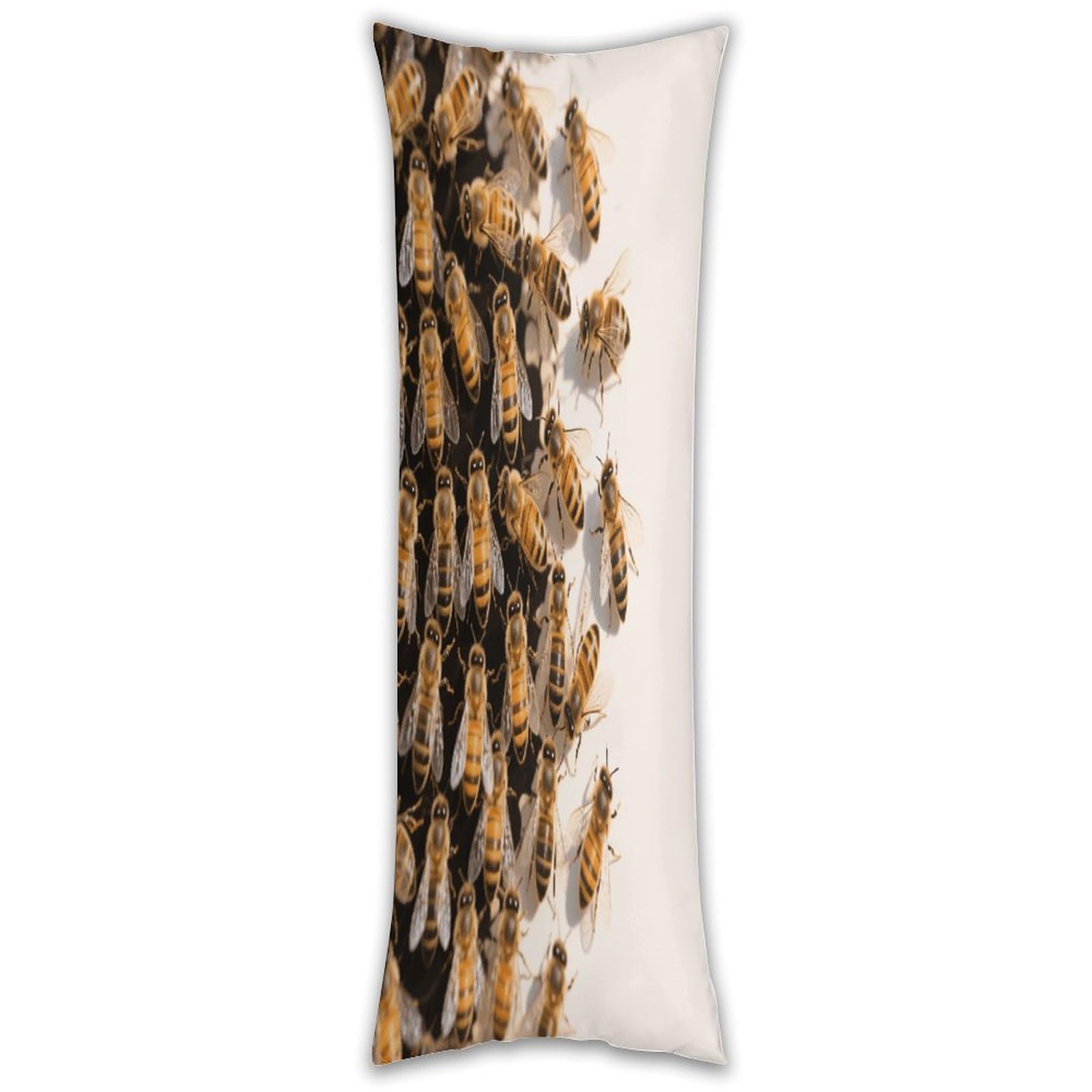 Bees Body Pillow Cover with Hidden Zipper Breathable Polyester Long Pillow Case Cozy Fuzzy Body Pillowcase Ultra Soft Long Pillow Cover for Bedroom 18.9 X 53 in