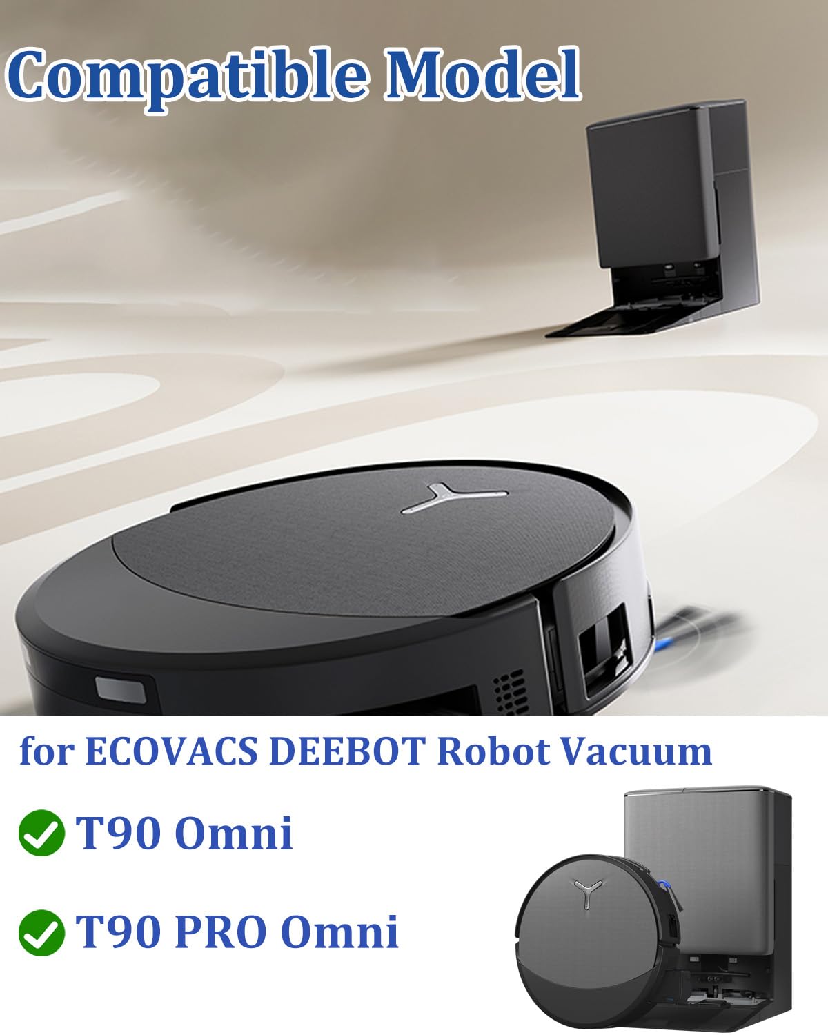 Chuancheng 22 szt. T90 Omni części zamienne do odkurzacza ECOVACS DEEBOT T90 Omni/T90 PRO Omni, 1 szczotka główna, 8 szczotek bocznych, 4 filtry, 1 wałek do mopa, 6 worków na kurz, 1 śrubokręt, 1