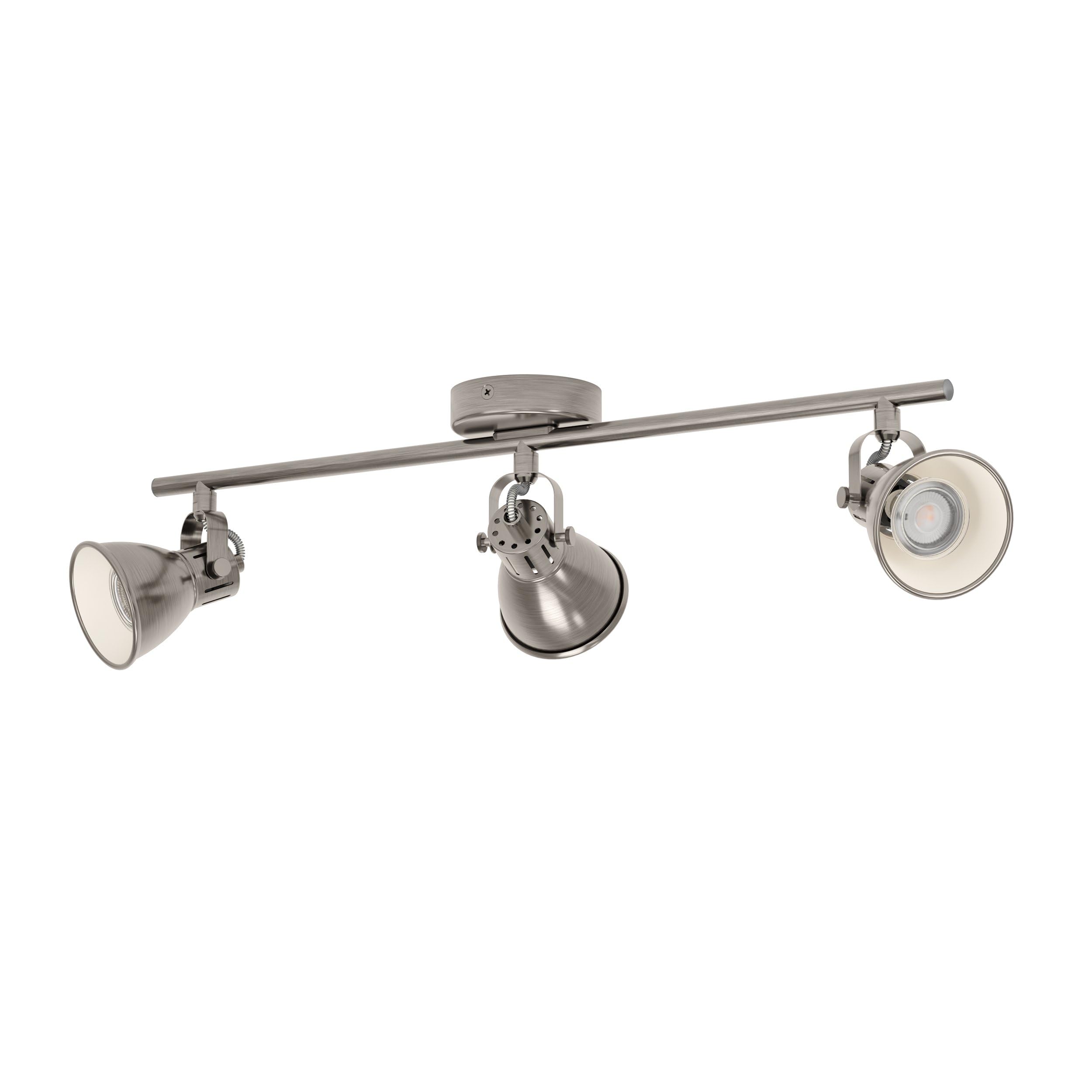 EGLO LED Deckenlampe Seras, 3 flammige Deckenleuchte industrial | Deckenstrahler aus Metall, Wohnzimmerlampe in Nickel-Antik, Flurlampe, Spots inkl. GU10 Leuchtmittel, warmweiß