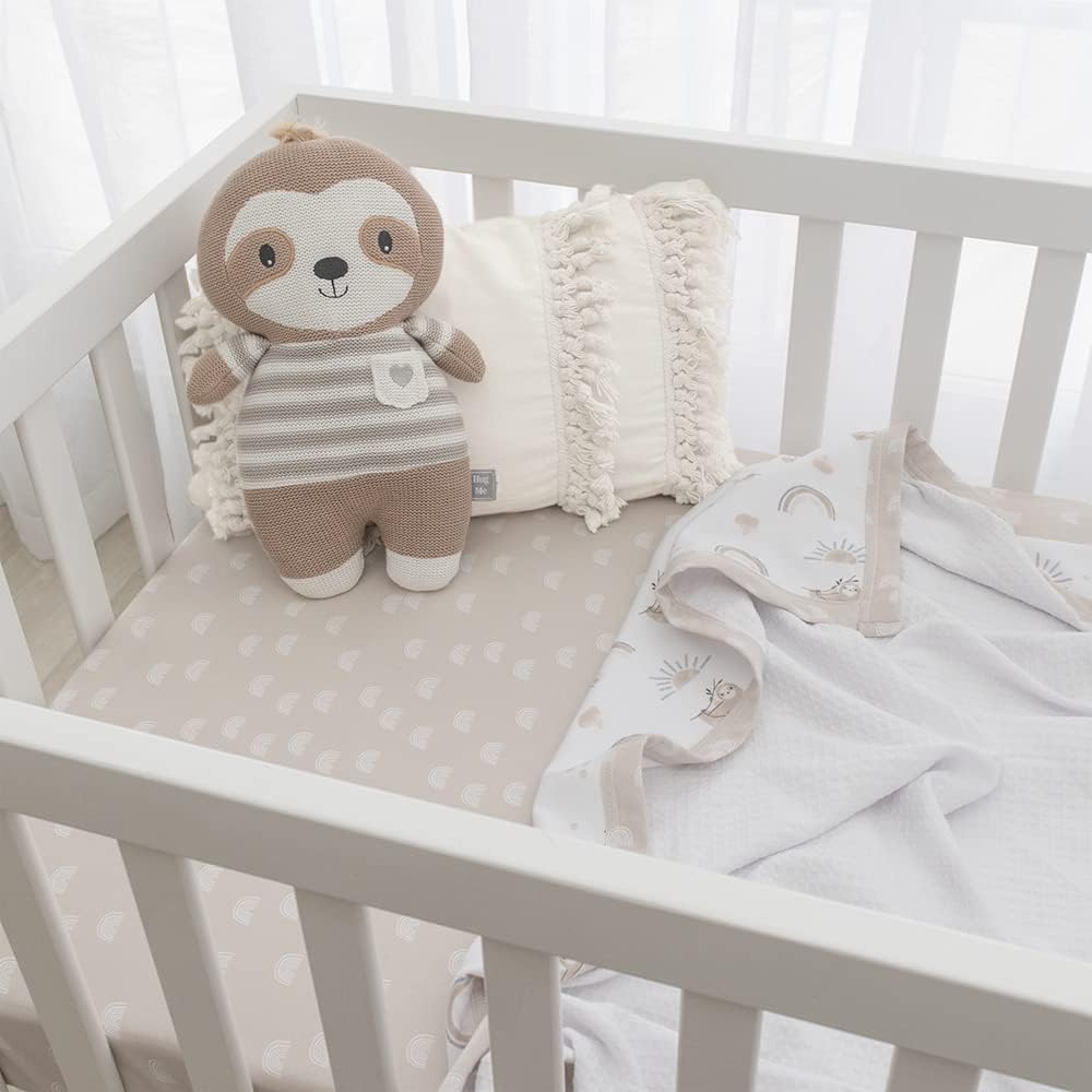 100% Cotton Jersey Crib Fitted Sheet - Rainbow - Ultra-Soft, Breathable, Fully Elasticized, Easy Care, Machine Washable for Toddler Mattress, Baby Crib, Nursery, Newborn, Boys & Girls