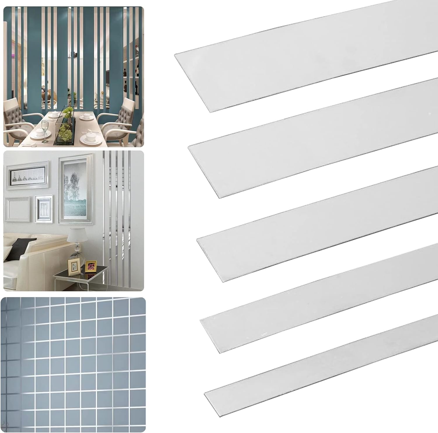 Stainless Steel Wall Molding Trim, 16.4ft Metallized Mirror Like Finish Decorative Trim, Peel and Stick, Self-Adhesive Metal Trim for Ceiling, Mirror Frame (Silver, 2cm)