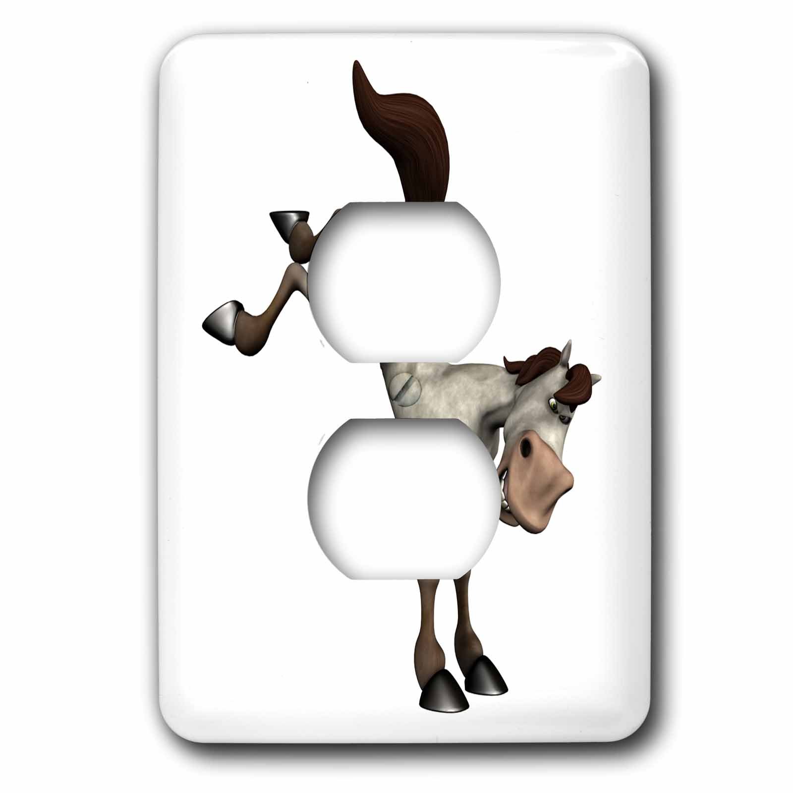 Cheval en colère plaque de prise double pour salon de passionné