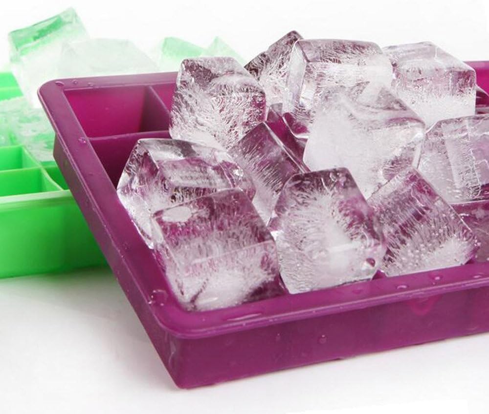Ice Cube Tray, Silicone Square Ice Tray Easy Release Stackable Ice Cube Mold with Removable Lid, 24 Cavity (Purple)