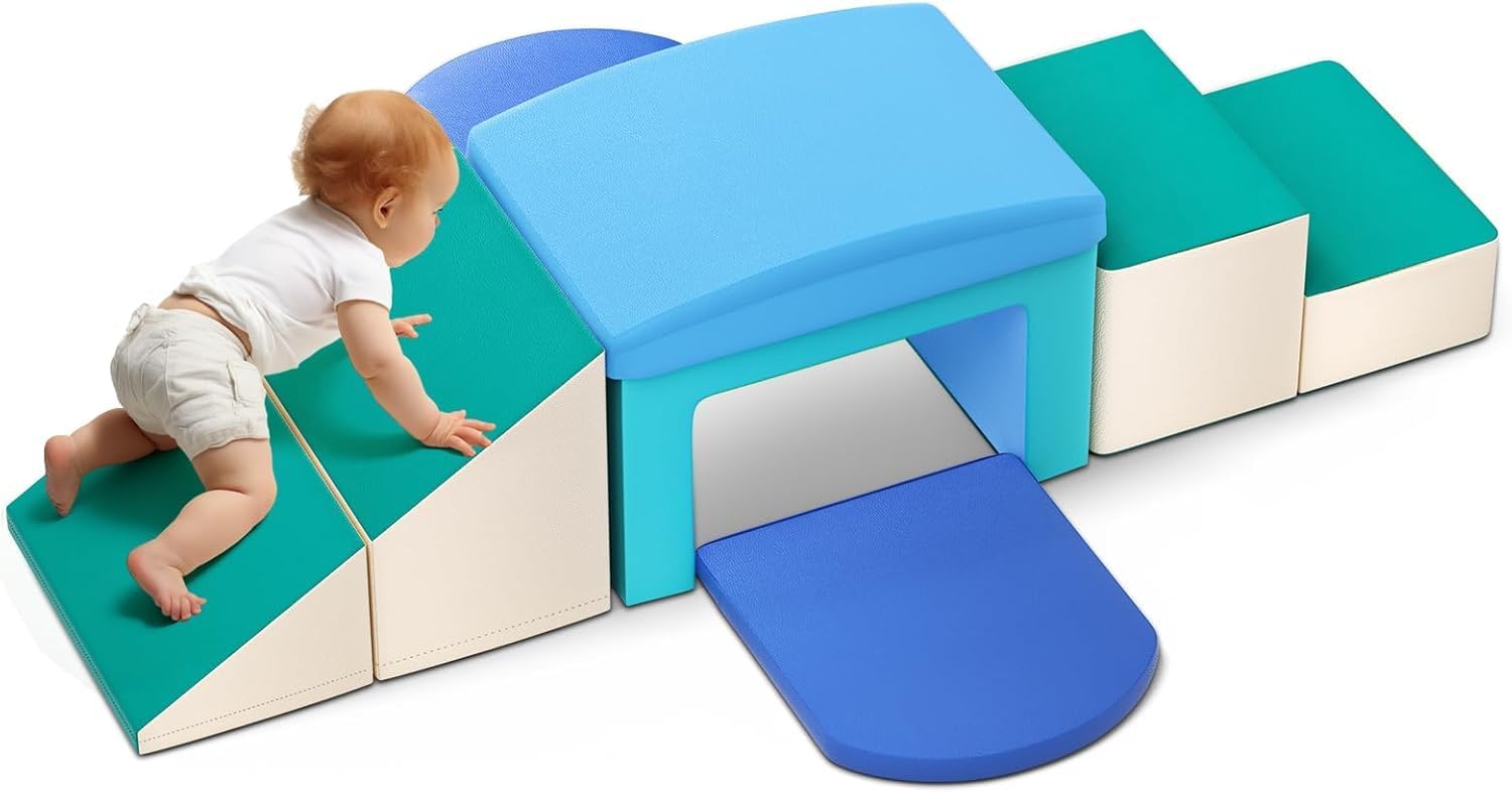 Kinder Schaumstoffbausteine, Indoor-Kletterblöcke, Kinderklettergerüste, Riesenbausteine zum Toben und Klettern, ((6-1light Blau))