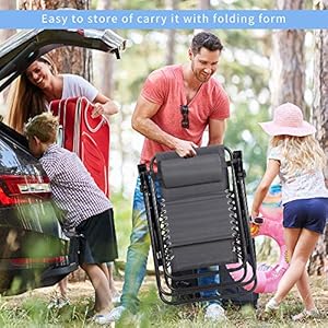 SUNLEI Patio Outdoor Chaise Lounge Chairs Beach Pool Side Lawn Deck Portable Folding Recliner Adjustable Lounge Chair Set of 2Grey