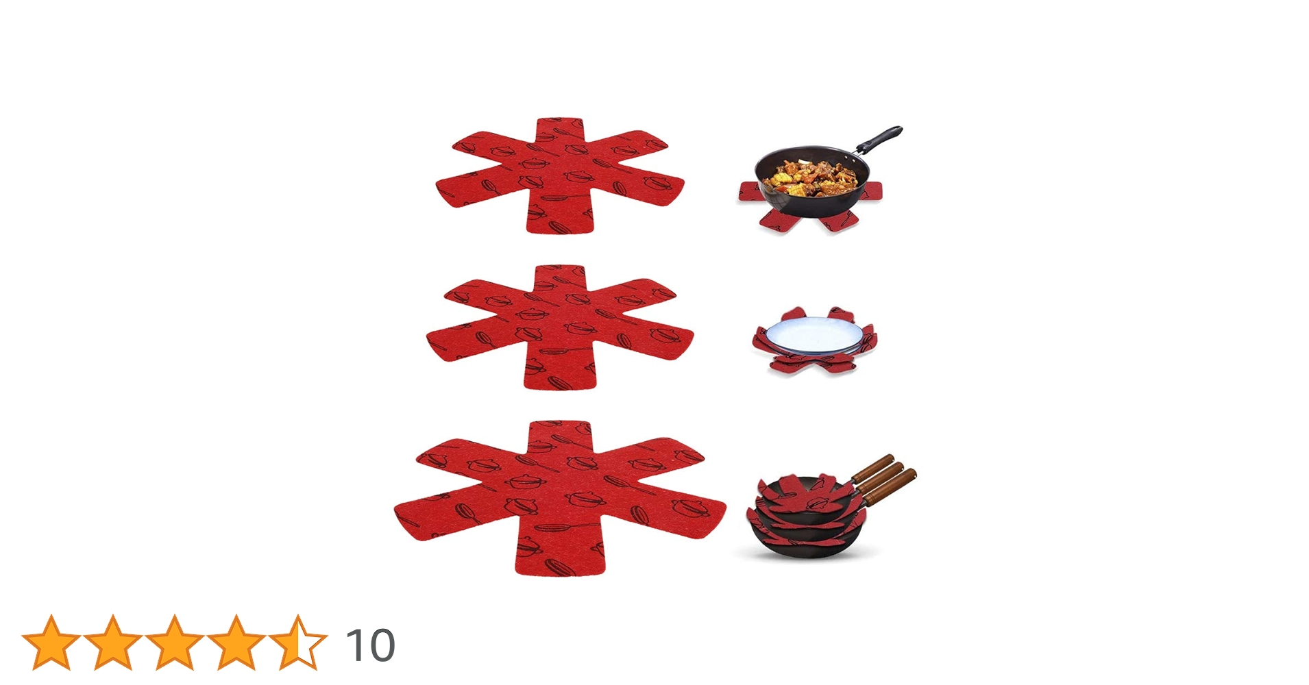 鍋 フライパン 保護用 プレート 3個セット 赤色 傷防止 食器 収納 480130.jpg