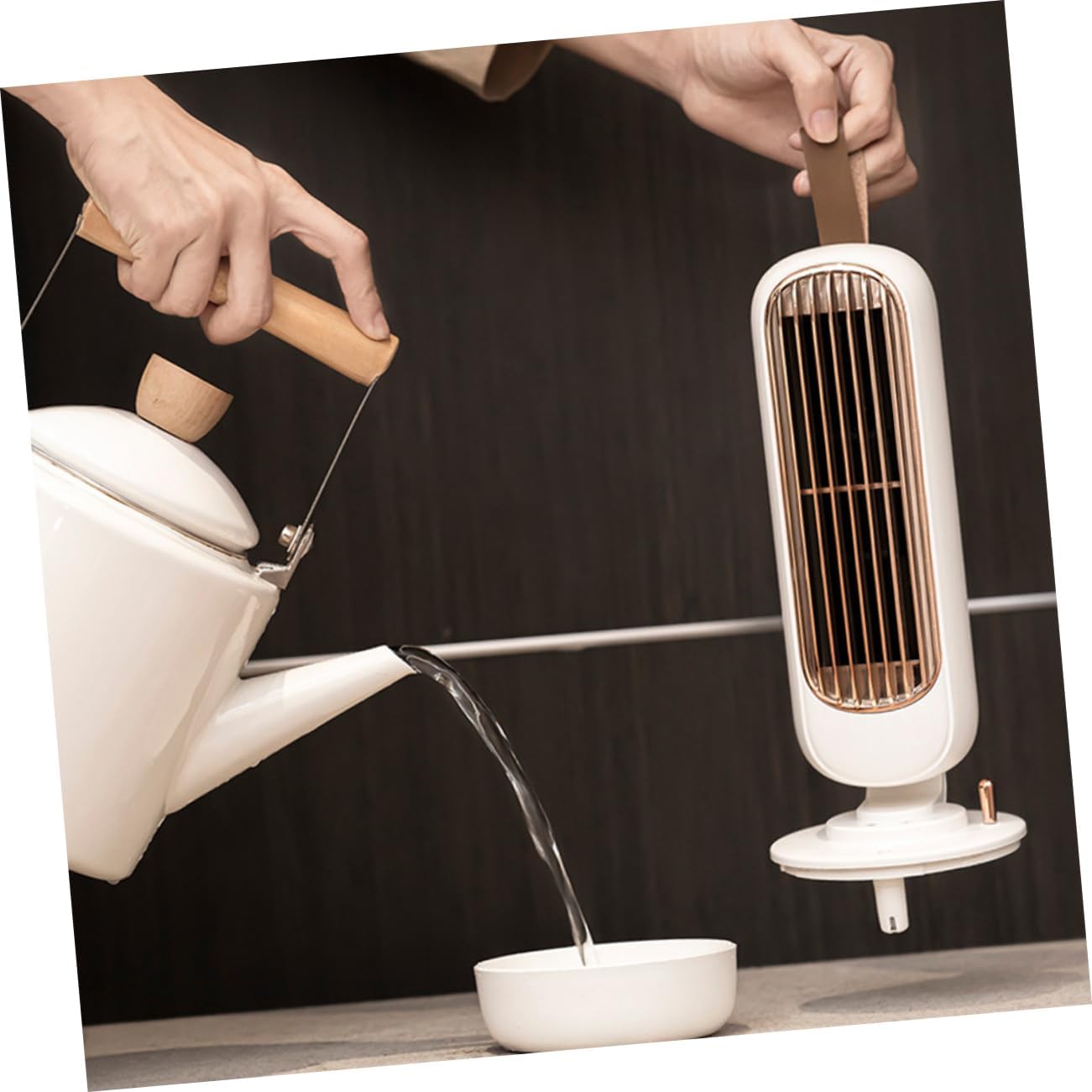 ABOOFAN Usb Desk Cooling Fan Humidifier Function Mini Portable Atomizing Fan for Home Office Use Green Personal Air Circulator for Moisture and Comfort