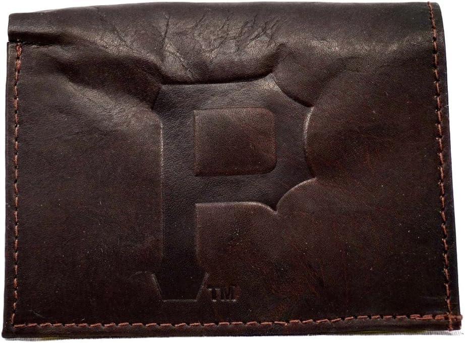 Rico Pittsburgh Pirates MLB - Distressed Look - Embossed Logo Dark Brown Leather Trifold Wallet