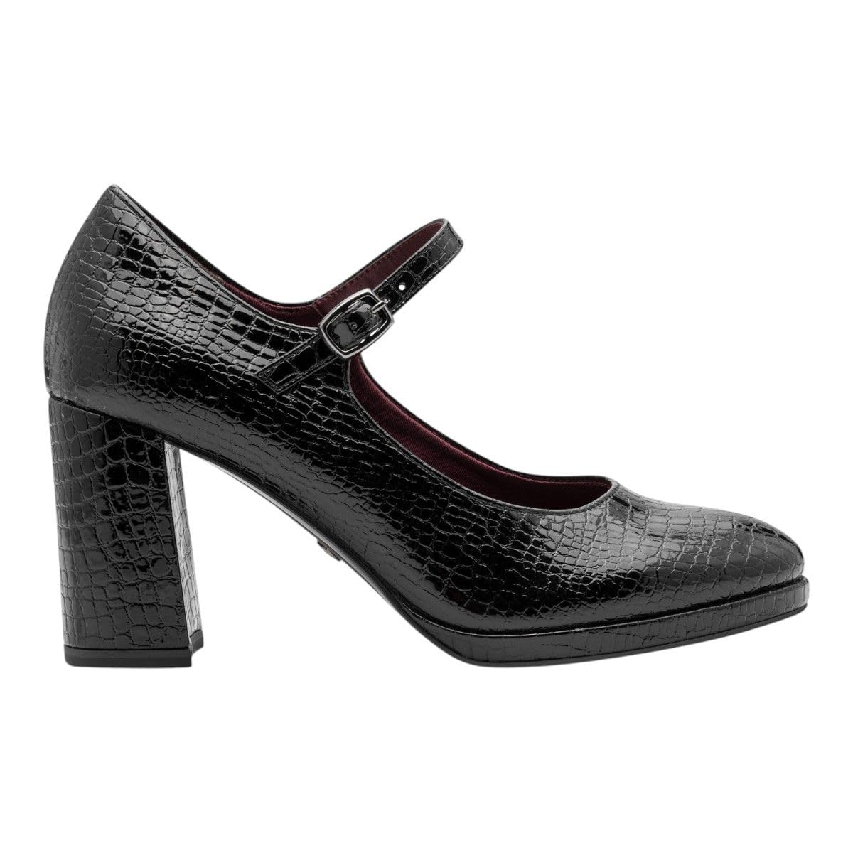 Tamaris Women's Court Shoes with Block Heel, Black (Black Croco), 39
