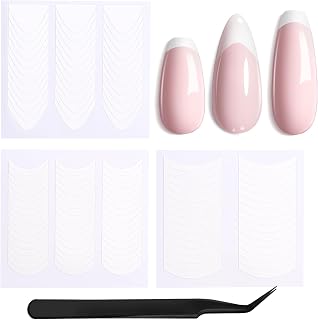 Beetles French Manicure Nail Art Stickers 30 Sheets French Tip Tool 3 Designs Self-Adhesive Nail Tips Guides for DIY Decoration Nails Art