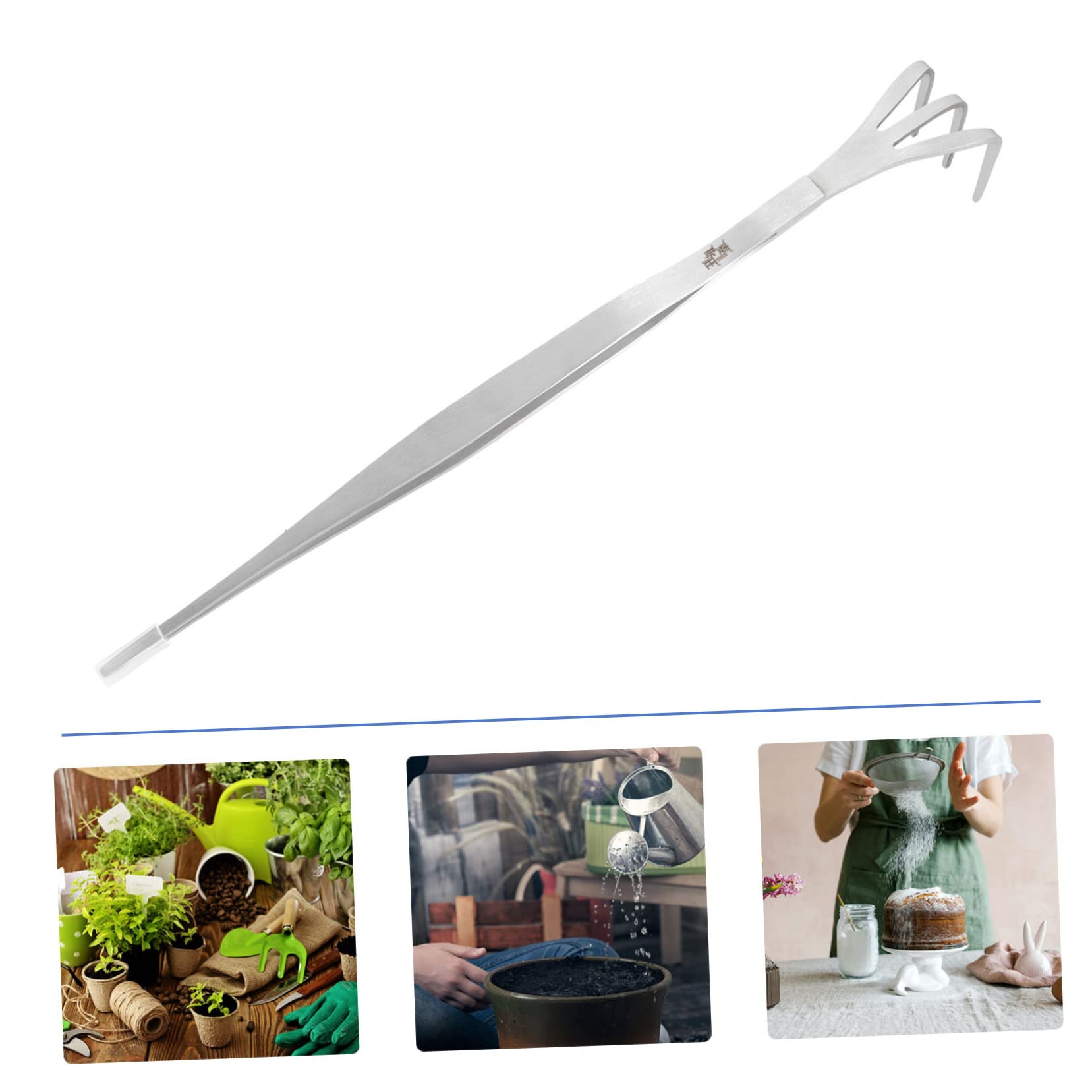 Sosoport 3 Pezzi di Attrezzi da Giardinaggio Rastrello per Impieghi Gravosi Pinzette in Acciaio Inossidabile Rastrello per Piccoli