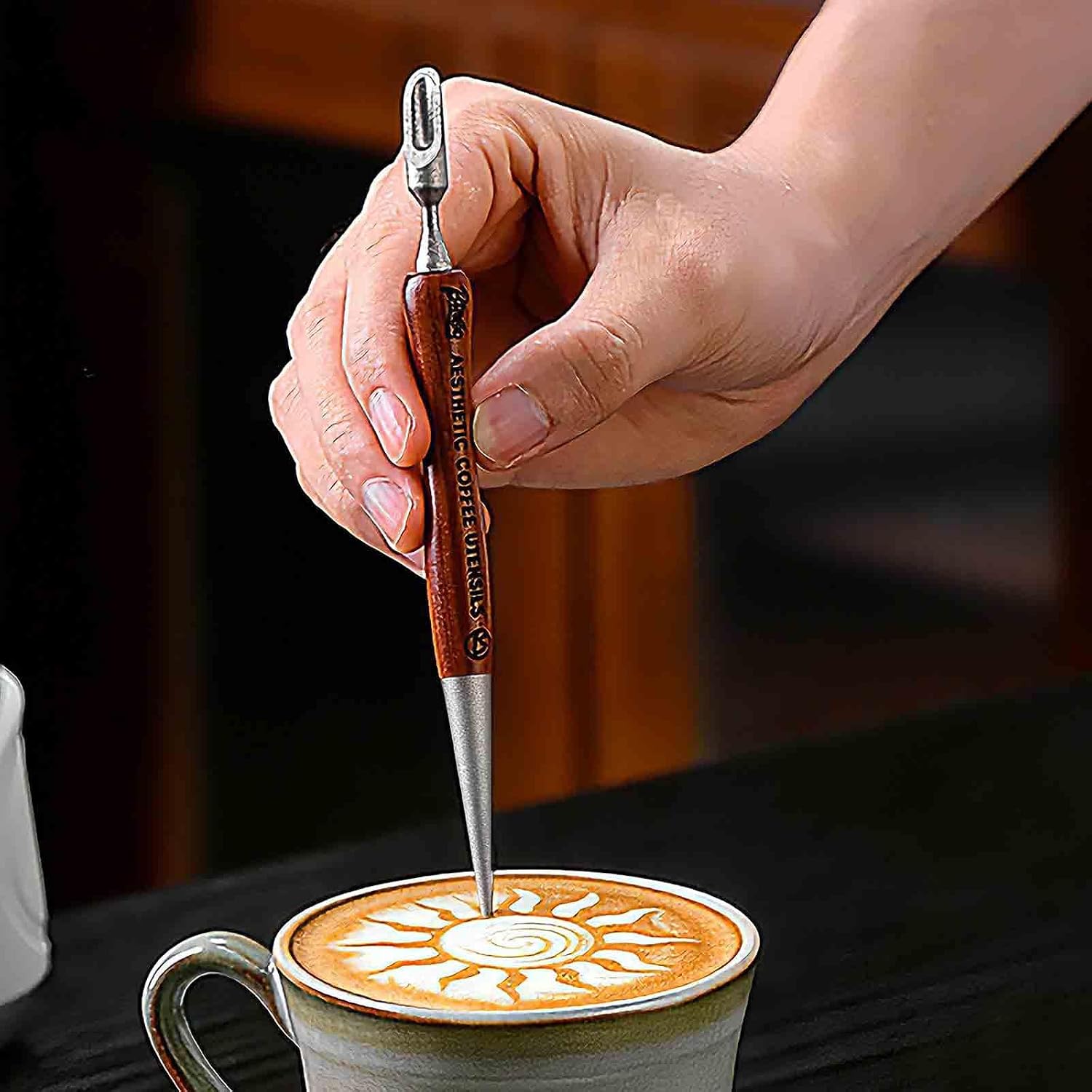 Bincoo Latte Art Pen for Coffee Decorating, Espresso Drawing Tool | Corrosion Resistant，100% Food-Grade Pure Titanium Construction, Zero Metallic Aftertaste，Rust-Proof & Stain Resistant