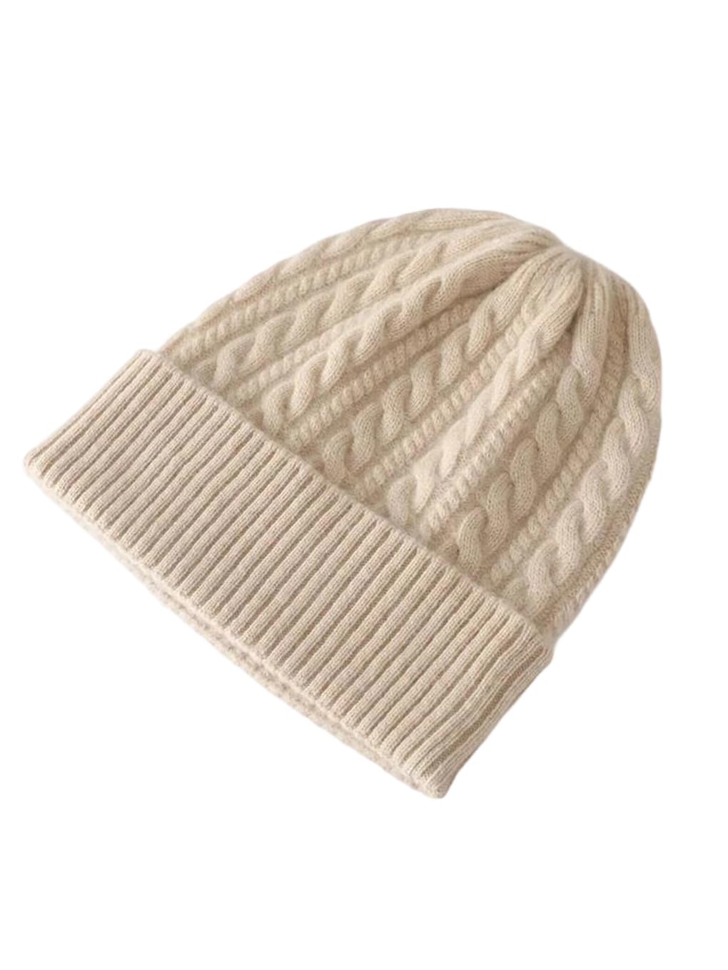 Bonnet cachemire femme en maille torsadée de haute qualité pour hiver