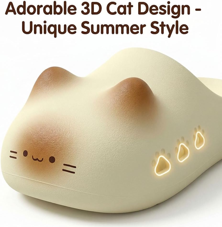 Zureto Cat Paw Print Shoe Summer, Unisex Cute Cat Paw Slippers EVA Home Cat Sandals for Women Men