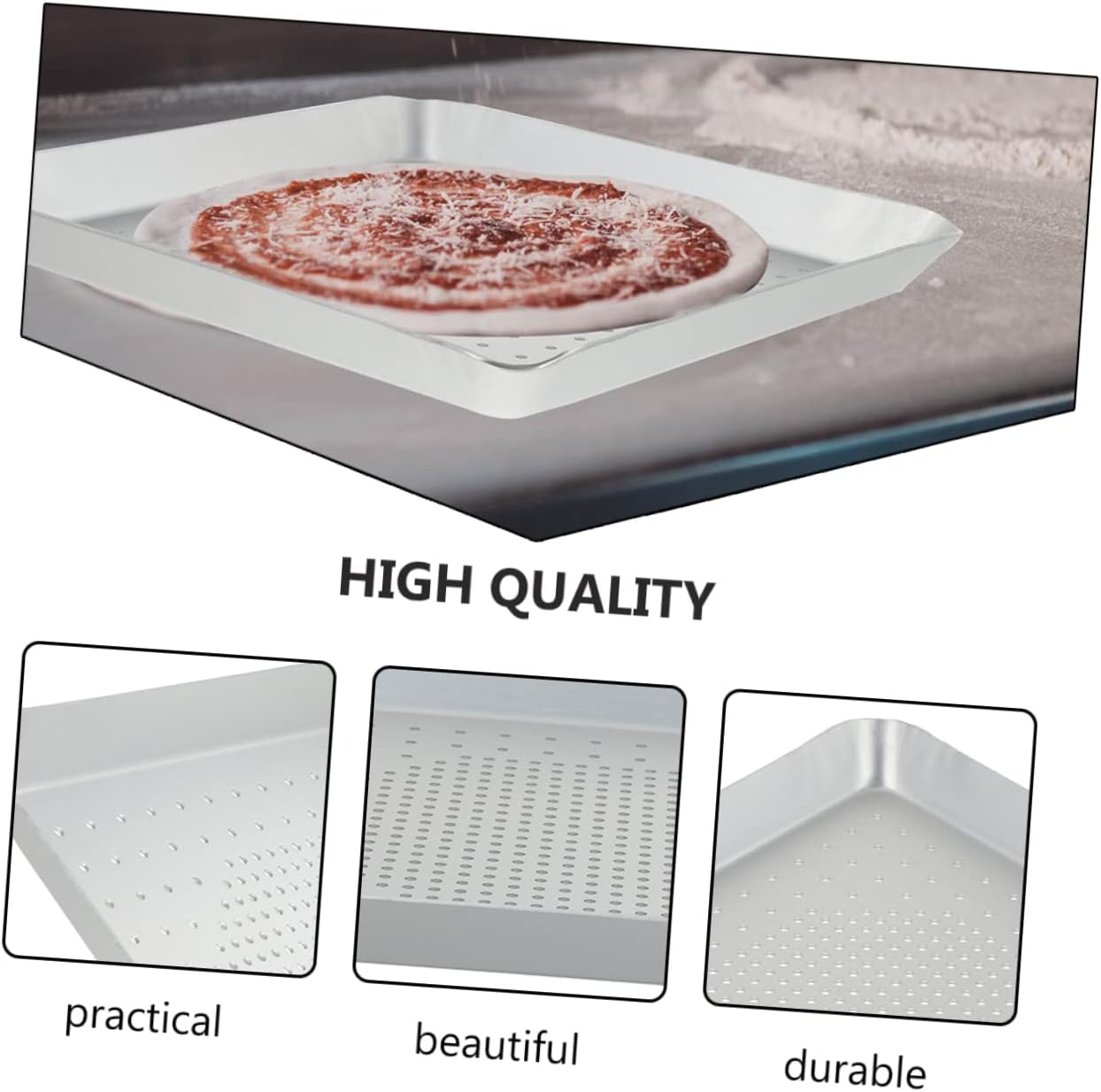 Alipis Square Perforated Pizza Pan 12-inch Baking Tray 3mm Holes Aluminum Alloy Kitchen Tool for Home Baking