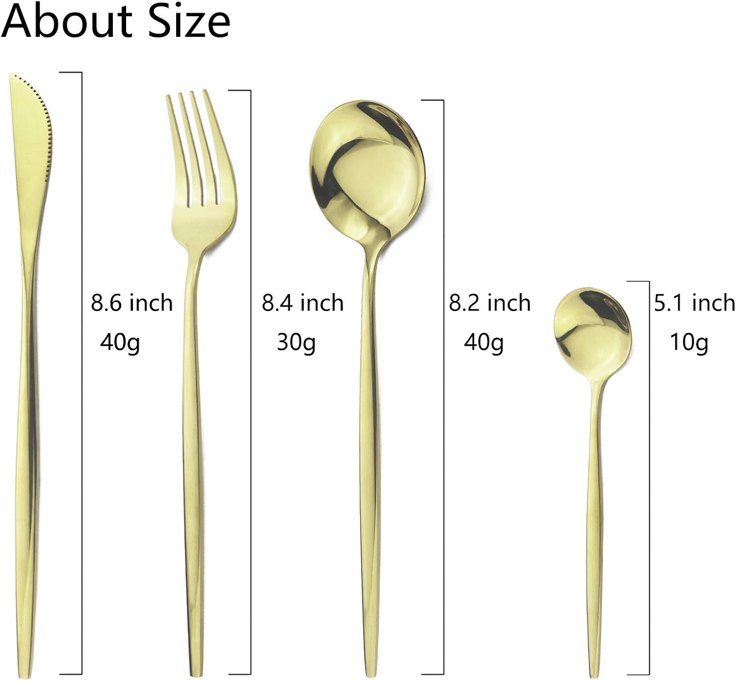 Silverware Set, Flatware Sets, Mirrored Stainless Steel Cutlery Set, 24 Piece Set, Service for 6 - Shiny Champagne Gold