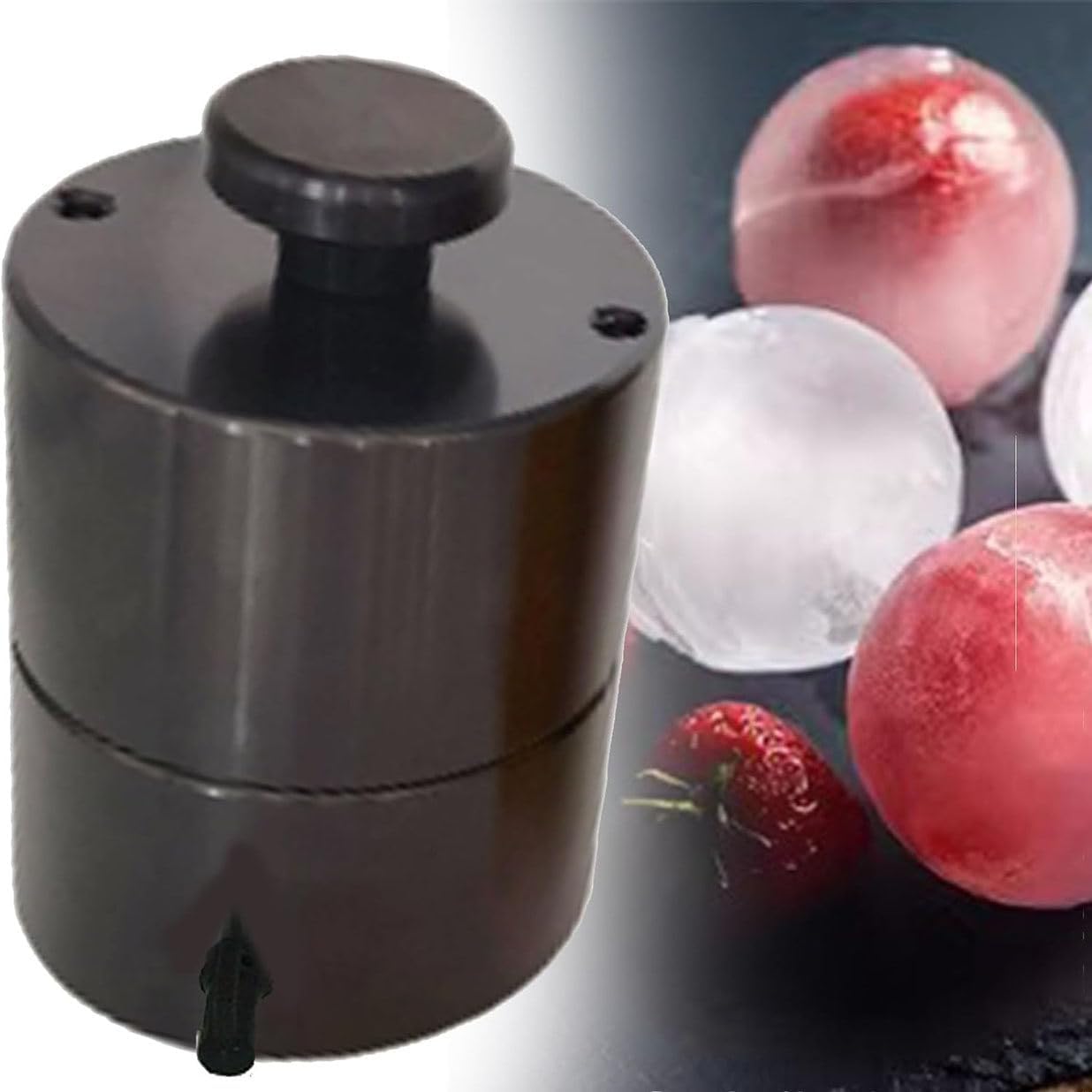 Round Ice Cube Mold,55-80mm Sphere Shaped Ice Cube Tray Diamond Ice Cube Maker for Freezer,Multi-Purpose Cocktails Ice Ball Press Mold for All Drinks (Black 65mm)