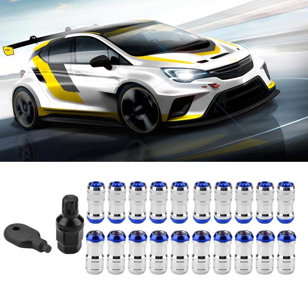 Qiilu M12 X P1.5 Rennwagen Radmuttern und Schrauben für die meisten Räder mit 60 Grad(Blau)