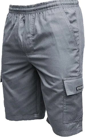 Bermuda Calção Brim Sarja Masculino Elástico Cordão Cargo 5 bolsos Algodão Reforçado Uniforme